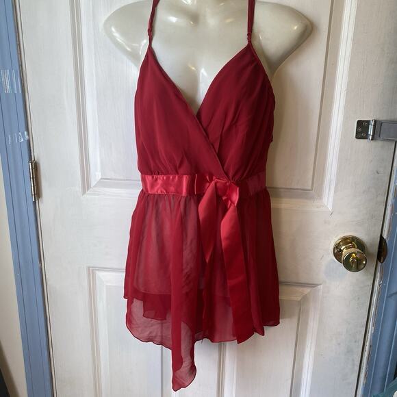 Y2K Frederick's Of Hollywood Lingerie 1X Babydoll Red Wedding Nightie Sexy Love - Picture 1 of 8